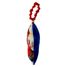 Mary Untier of Knots, fabric single decade rosary with cross pillow, 4x2 in