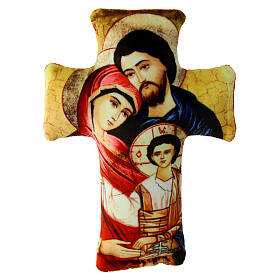 Croce Sacra Famiglia tessuto 14x10 cm