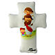 Jesus com crianças 14x10 cm cruz tecido s1