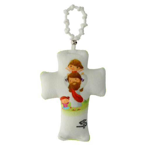 Jesus with children, fabric single decade rosary with 4x2-inch cross 1