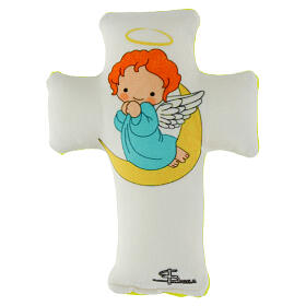 Guardian Angel fabric cross, 5.5x4 in