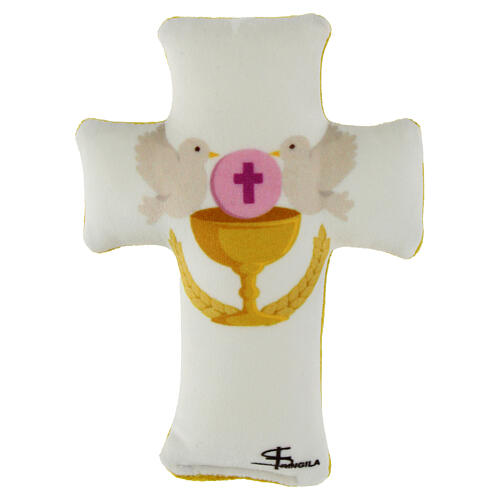 Cruz Primeira Comunhão tecido 14x10 cm 1