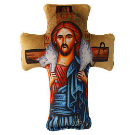 Jesus the Good Shepherd, 5.5x4-inch cross pillow