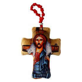 Krzyż Jezus Dobry Pasterz dziesiątka z tkaniny, 10x5 cm