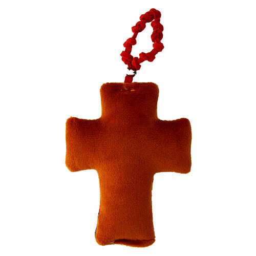 Cruz de tecido Jesus Bom Pastor dezena 10x5 cm 3