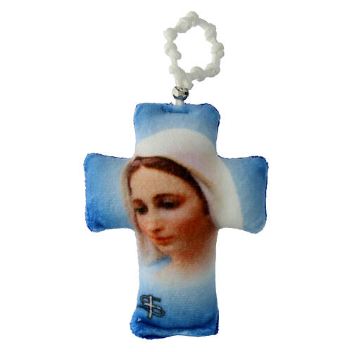 Our Lady of Medjugorje Cross Fabric Decade Rosary, 10x5 cm 1