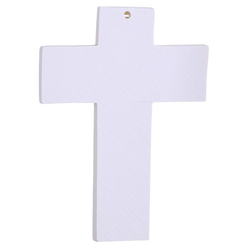 Wandkruzifix, weiß mit goldfarbenem griechischem Dekor, stilisierter Corpus Christi, 14 × 10 cm 3