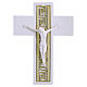Wandkruzifix, weiß mit goldfarbenem griechischem Dekor, stilisierter Corpus Christi, 14 × 10 cm s1