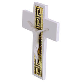 Cruz 14x10 cm blanca decoración griega dorada cuerpo estilizado