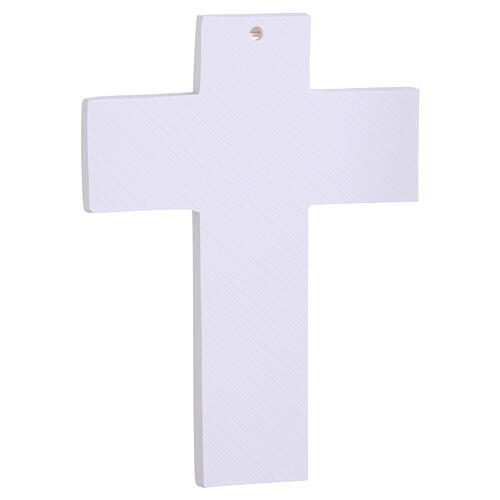 White cross with Greek pattern and stylised silver body, 5.5x4 in 3