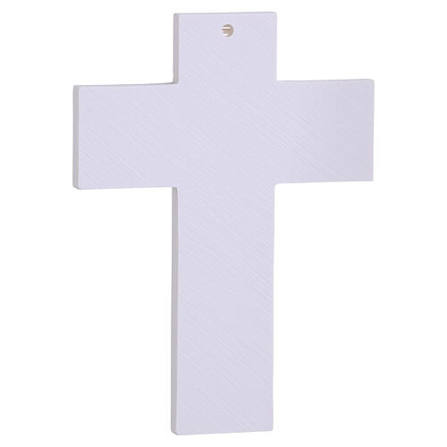 Cruz blanca decoración griega cuerpo estilizado dorado 14x10 cm 3