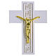 Cruz blanca decoración griega cuerpo estilizado dorado 14x10 cm s1