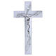 Cruz ola de vidrio blanco purpurina y cuerpo estilizado plata 16x8 cm s1