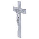Cruz ola de vidrio blanco purpurina y cuerpo estilizado plata 16x8 cm s2