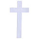 Cruz onda em vidro branco com purpurina e corpo estilizado prateado 16x8 cm s3