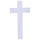 Cruz ondulada de vidrio blanco purpurina y cuerpo estilizado oro 16x8 cm s3