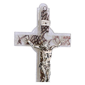 Crucifijo de pared vidrio ancla decoración red cuerpo metal 16x8 cm