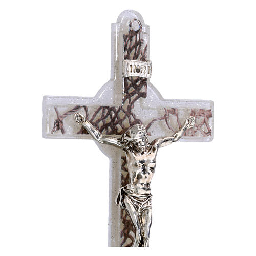 Crucifijo de pared vidrio ancla decoración red cuerpo metal 16x8 cm 2