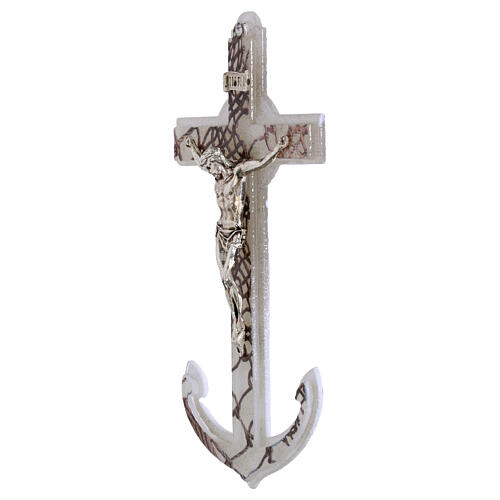 Crucifijo de pared vidrio ancla decoración red cuerpo metal 16x8 cm 3