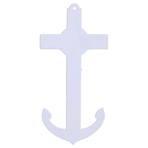 Crucifixo de parede vidro forma âncora decoração rede corpo metal 16x8 cm 4