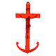 Crucifijo vidrio de Murano rojo ancla cuerpo metal 16x8 cm s3