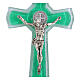 Croce cerchio doppia San Benedetto vetro verde corpo metallo 16x8 cm s2