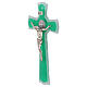 Croce cerchio doppia San Benedetto vetro verde corpo metallo 16x8 cm s3