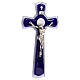 Croix double Saint Benoît verre violet corps métal 16x8 cm s1