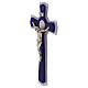 Croce cerchio doppia San Benedetto vetro viola corpo metallo 16x8 cm s3