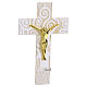 Tree of Life cross, 6x4 in, white glass with glitter and golden body s1