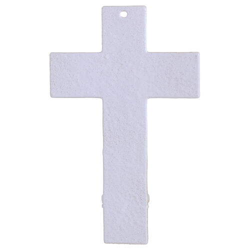 Cruz Árbol de la Vida 16x10 cm vidrio blanco purpurina y cuerpo dorado 4