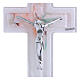 Cruz doble de vidrio motivos florales cuerpo moderno plateado 16x9 cm s2