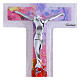 Cruz doble de vidrio de Murano cuerpo moderno estilizado 16x10 cm s2