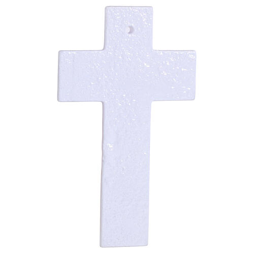 Croix double en verre de Murano, corps moderne stylisé 16x10 cm 3