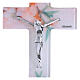Crucifix en verre blanc 16x10 cm décor floral corps argenté s2