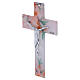 Crucifixo vidro branco 16x10 cm decoração flores corpo prateado s3