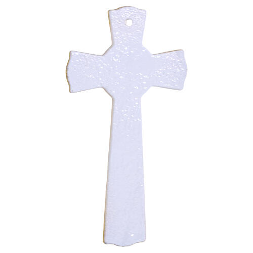 Cruz de vidrio de Murano purpurina oro murrinas coloridas cuerpo dorado 16x9 cm 4