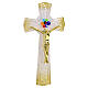 Cruz de vidrio de Murano purpurina oro murrinas coloridas cuerpo dorado 16x9 cm s1
