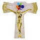 Cruz de vidrio de Murano purpurina oro murrinas coloridas cuerpo dorado 16x9 cm s2