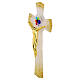 Cruz de vidrio de Murano purpurina oro murrinas coloridas cuerpo dorado 16x9 cm s3
