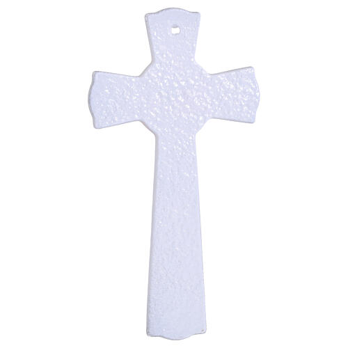 Cruz de vidrio de Murano purpurina plata murrinas coloridas cuerpo plateado 16x9 cm 4