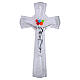 Cruz de vidrio de Murano purpurina plata murrinas coloridas cuerpo plateado 16x9 cm s1