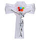 Cruz de vidrio de Murano purpurina plata murrinas coloridas cuerpo plateado 16x9 cm s2