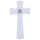Croce cerchio San Benedetto vetro bianco glitter oro corpo metallo 16x9 cm s4