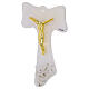 Tau cross, 6x5 in, white glass with golden glitter and body s3