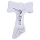 Croce Tau 16x12 cm vetro bianco glitter e corpo argento s1