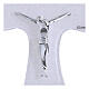 Croce Tau 16x12 cm vetro bianco glitter e corpo argento s2
