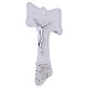 Croce Tau 16x12 cm vetro bianco glitter e corpo argento s3