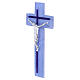 Blue glass cross with silver body, 8x4 in s3