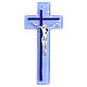 Cruz vidrio celeste azul cuerpo plateado 21x10 cm s1